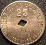 Virginia 25¢ Coal Token - Blue Diamond Coal