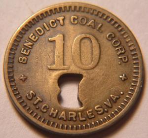 Virginia 10¢ Coal Token - Benedict Coal Corp