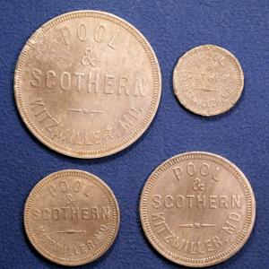 Set of Four Maryland Coal Scrip Tokens