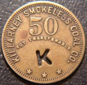 West Virginia 50¢ Coal Token - Killarney