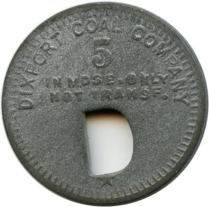Dixport Coal Company Ingle Scrip Zinc Token