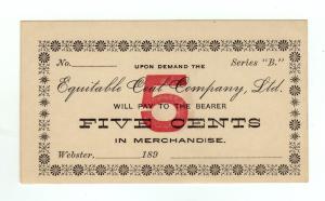 1890s Equitable Coal Company 5c Scrip - PA