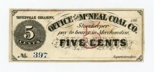 1860s McNeal Coal Co Pennsylvania Note from Yatesville