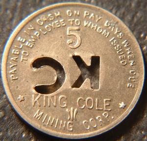 Virginia 5¢ Coal Token - King Cole Mining
