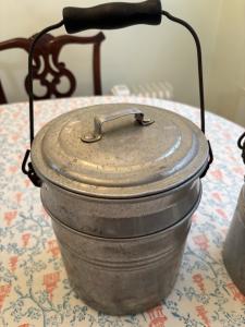 Vintage Aluminum Coal Miners Lunch Bucket Set