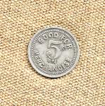 Cedar Grove WV Coal Scrip Token - 5¢