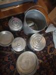 Vintage Aluminum Coal Miner's Lunch Bucket with Accessories