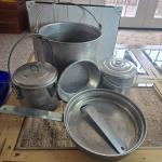 Vintage Aluminum Coal Miner's Lunch Bucket with Accessories