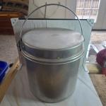 Vintage Aluminum Coal Miner's Lunch Bucket with Accessories