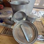 Vintage Aluminum Coal Miner's Lunch Bucket with Accessories