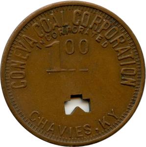 Coneva Coal Corporation $1 Trade Token, Chavies KY