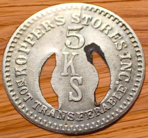 Koppers 5¢ Coal Scrip Trade Token - Beards Fork