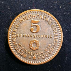 West Virginia Coal Scrip Token - 5¢ Value