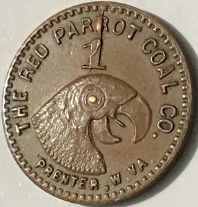 Red Parrot Coal Co. 1c Token from West Virginia
