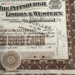Pittsburgh Lisbon & Western RR Coal Rail Stocks