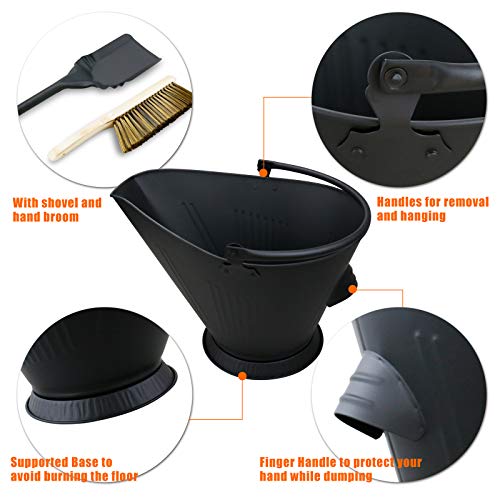 3-Piece Coal Mining Fireplace Set: Bucket, Shovel, Broom