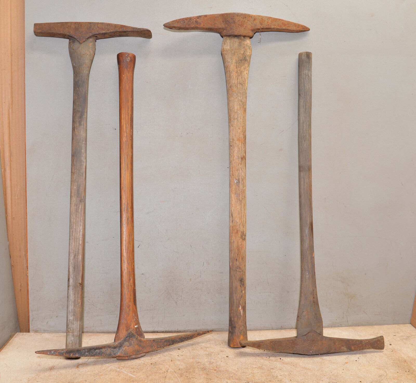 4 antique coal mining picks silver mine tools