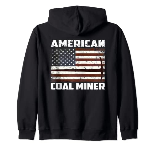 American flag coal mining pickaxe zip hoodie gift