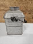 Vintage Aluminum Coal Miners Lunch Pail with Wooden Handle