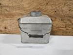 Vintage Aluminum Coal Miners Lunch Pail with Wooden Handle