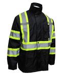 Black High Visibility Rain Suit with Reflective X Pattern