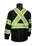 Black High Visibility Rain Suit with Reflective X Pattern