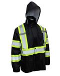 Black High Visibility Rain Suit with Reflective X Pattern