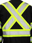 Black High Visibility Rain Suit with Reflective X Pattern