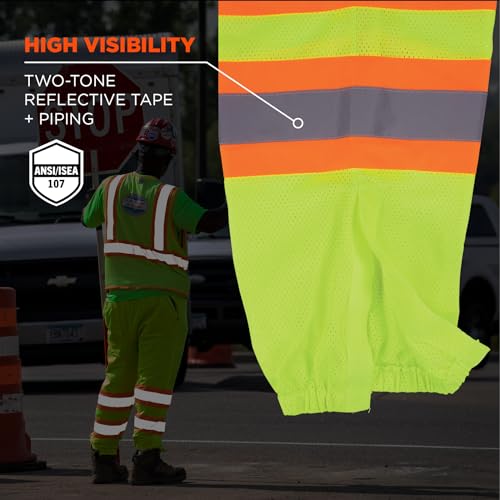 Ergodyne Unisex Class Two-tone Reflective Safety Pants, Lime