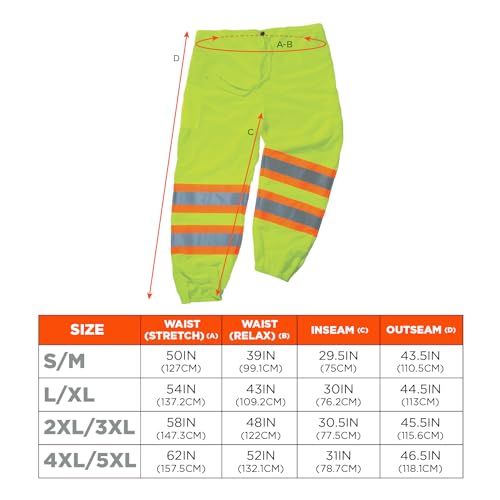 Ergodyne Unisex Class Two-tone Reflective Safety Pants, Lime