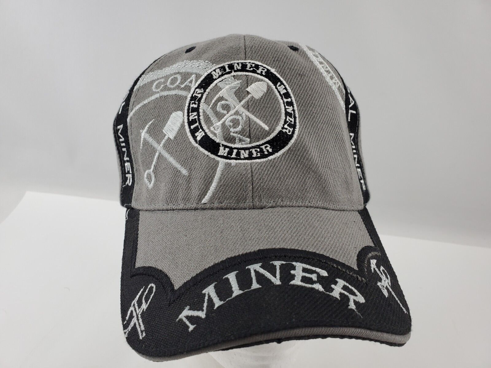 Black/Gray Adjustable Coal Miner Baseball Cap