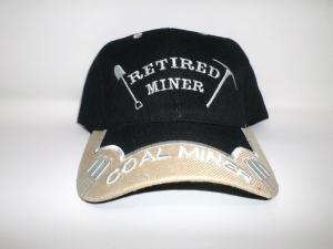 Adjustable Strap Embroidered Coal Miner Hat Black/Brown