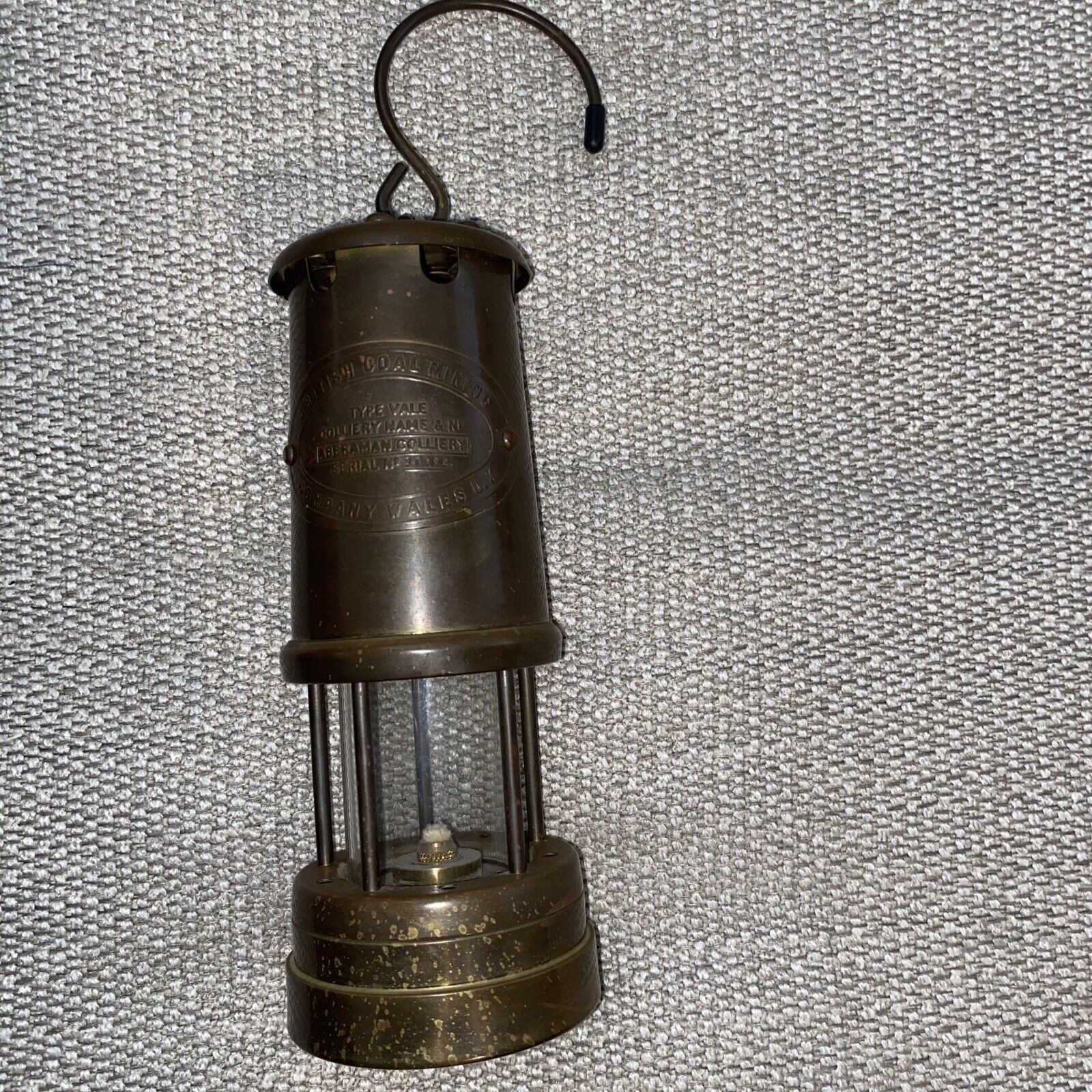 Vintage British Coal Miners Safety Lamp - Aberaman Colliery