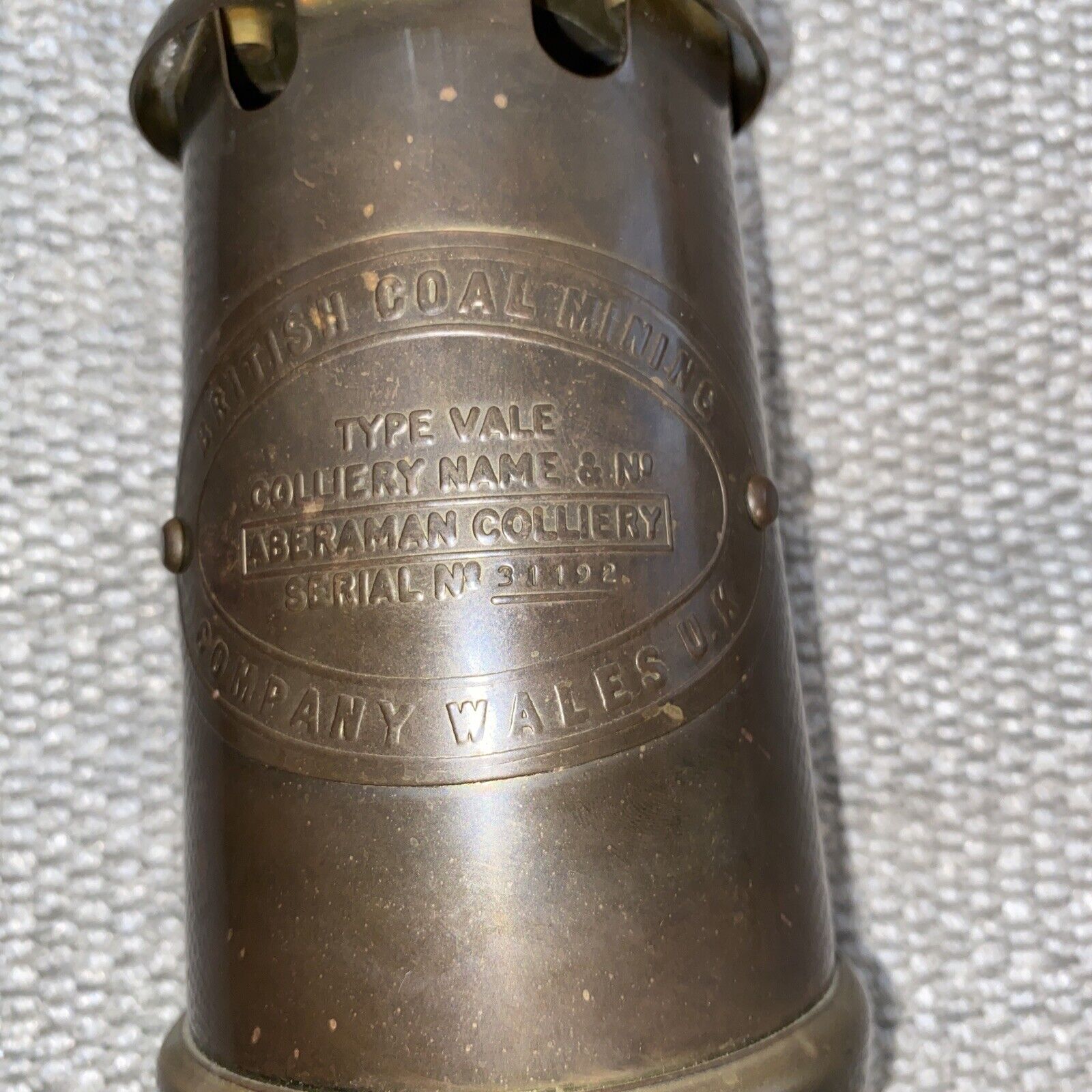 Vintage British Coal Miners Safety Lamp - Aberaman Colliery