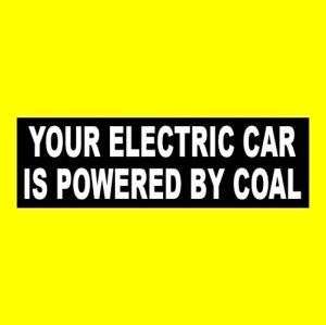 Electric car powered by coal" mining sticker decal
