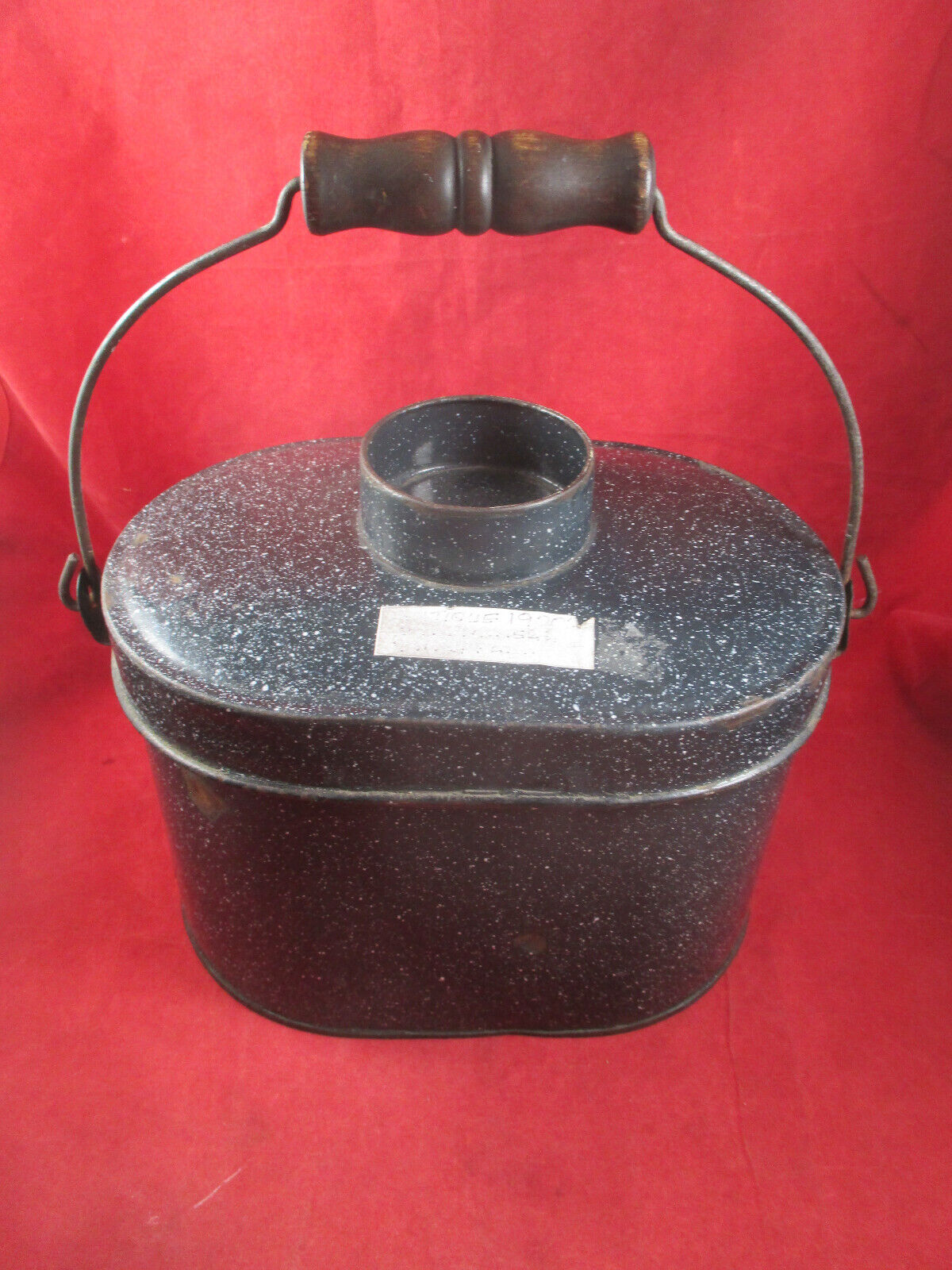 Vintage Coal Miners Lunch Pail with Wooden Bail