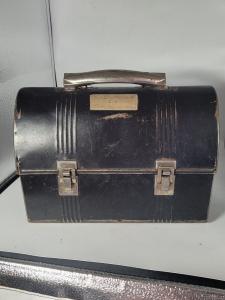 Vintage Black Dome Metal Coal Miners Lunch Box