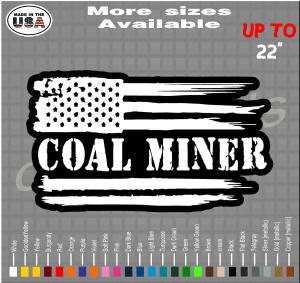 American Flag Coal Miner Decal Sticker | Flag Decals