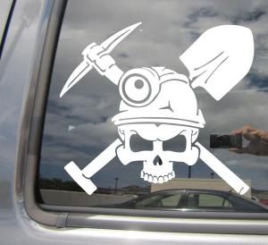 Coal Miner Skull Shovel Pick Vinyl Decal Sticker