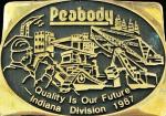 Vintage Brass Belt Buckle Peabody Coal Miner Indiana