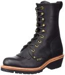 Men's 10in Fireman Logger Work Boots: Black Leather, Non Slip & Fire Resistant