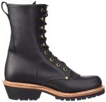 Men's 10in Fireman Logger Work Boots: Black Leather, Non Slip & Fire Resistant