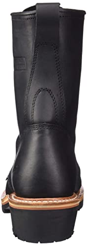 Men's 10in Fireman Logger Work Boots: Black Leather, Non Slip & Fire Resistant