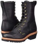 Men's 10in Fireman Logger Work Boots: Black Leather, Non Slip & Fire Resistant