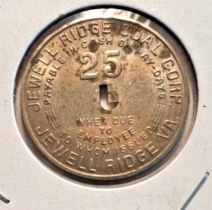 Jewell Ridge Virginia 25c Coal Scrip Token