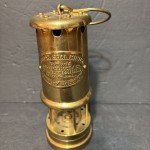 Vintage Brass Miners Lamp from Aberaman Colliery