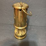 Vintage Brass Miners Lamp from Aberaman Colliery