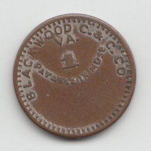 Blackwood Virginia 1 Cent Coal Scrip Token