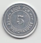 Harlan-Ridgeway 5 Cents Coal Token - Summerlee WV