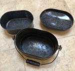 Vintage Steel Coal Miners Lunch Pail Set